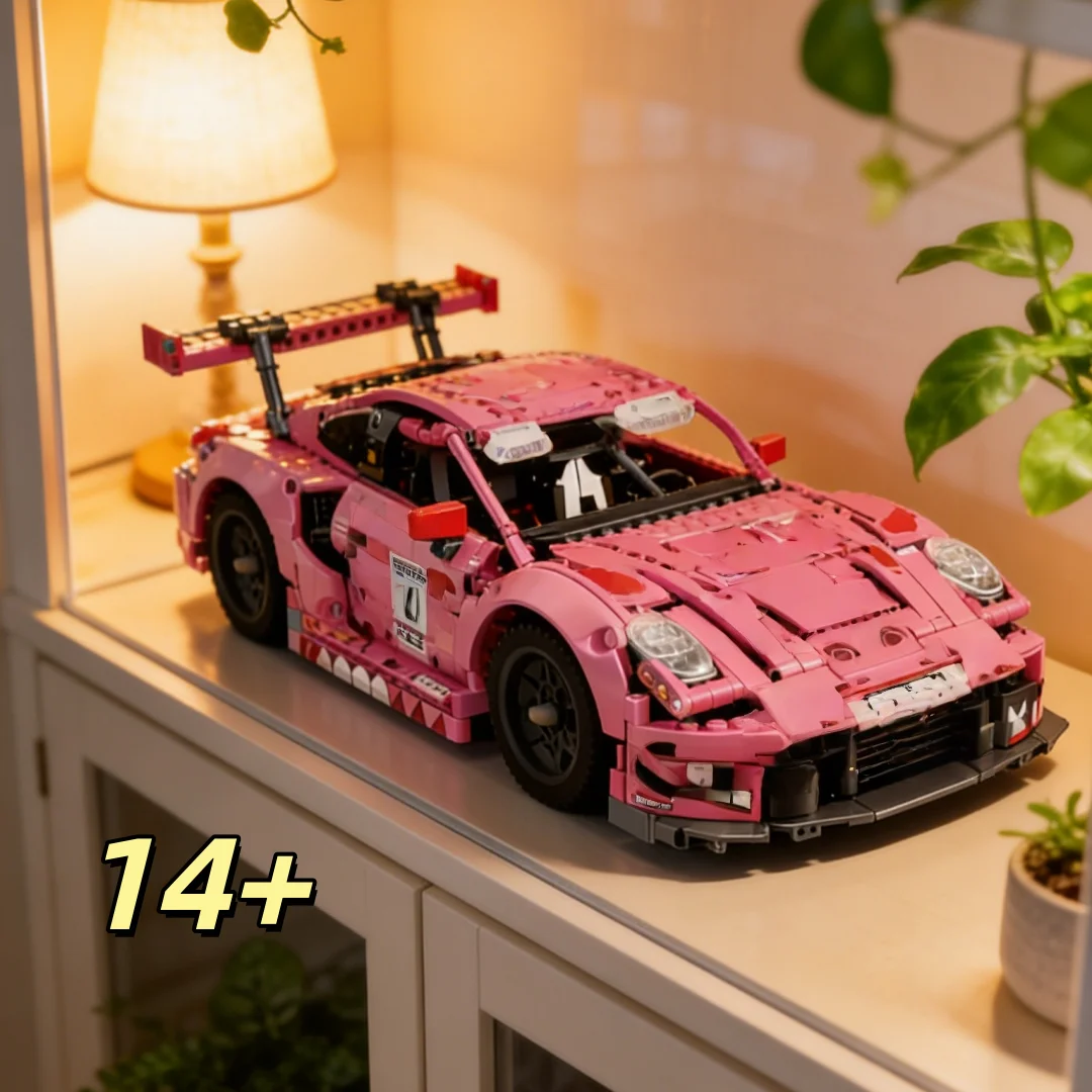 

2026 new track sports car MOC assembled building blocks pink supercar model adult decompression toy creative gift