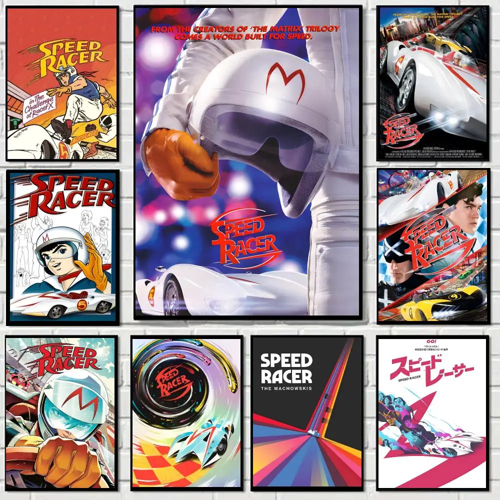 Speed Racer Anime Retro Manga Poster Self-adhesive Advanced Aesthetic Printing Paper Wall Art for Living Room Home Decor