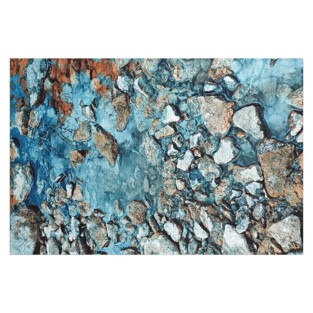 

River stones in blue water Jigsaw Puzzle Woodens For Adults Jigsaw For Kids Animal Puzzle