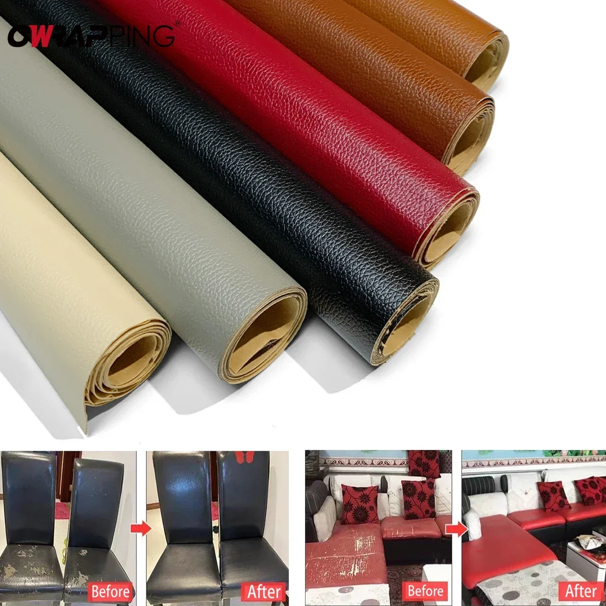 137cm(54inch) Waterproof Leather Tape Self Adhesive Leather Repair Patch Kit for Sofa Furniture Car Seats PU Sofa Fab Repair DIY
