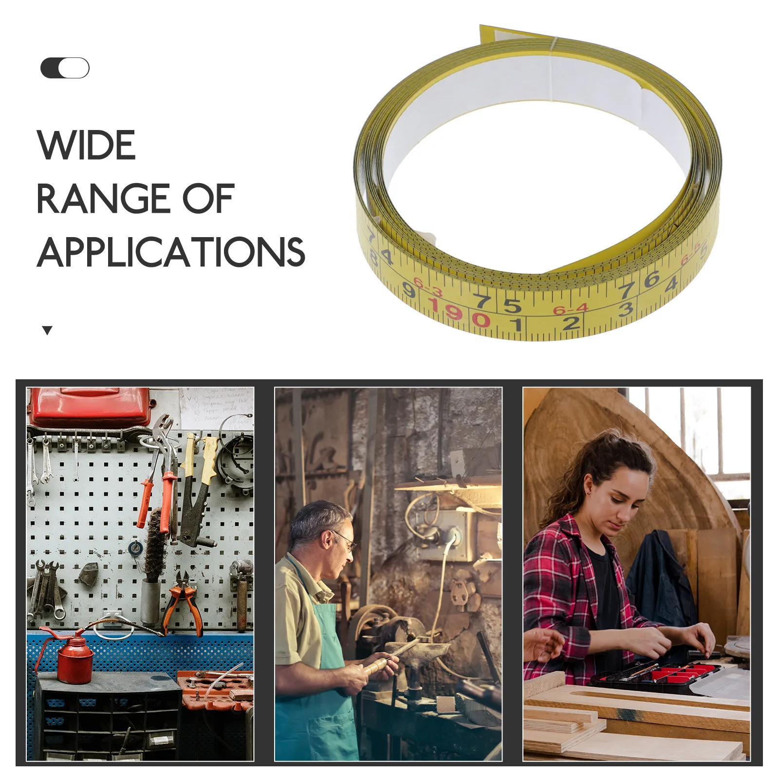 Self-Adhesive Precision Measuring Tape Dual Scale Ruler Yellow Woodworking Workbench Metric Adhesive Tape