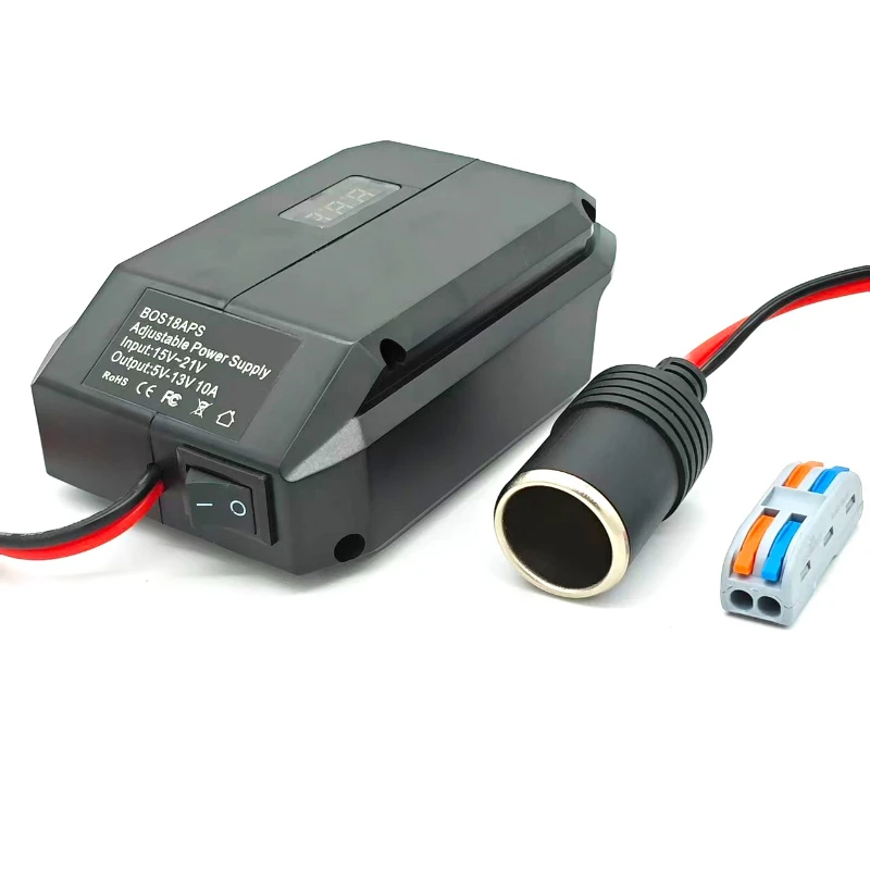 

DC12 Step-Down Adapter with Cigarette Lighter Plug for Makita/Milwaukee/Bosch 18/20V Batteries for DIY Remote-Control Toy Cars