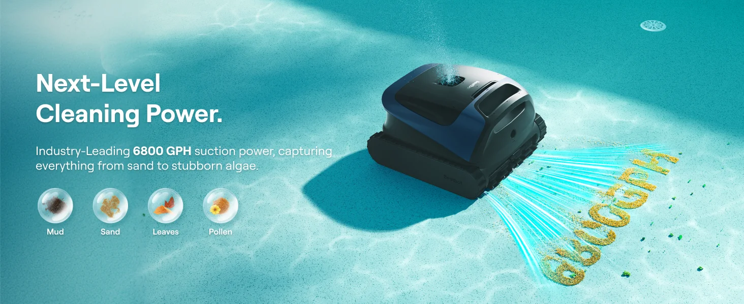 Neuer Beatbot Sora 30 Kabelloser Roboter-Poolreiniger, 300 Min. Laufzeit, 6800 GPH Boden-/Wand-/Wasserlinien-/Plattformreiniger, für Innen- und Aufstellpools – Detail 4