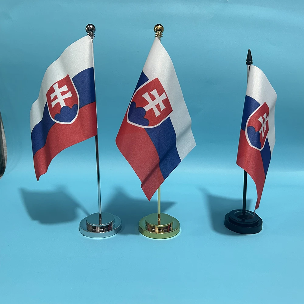 Slovakia Flag Office Desk Small Flag 14x21cm Polyester Slovakia National Flag Country Banner Desk Ornaments Flags
