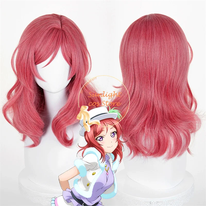 Maki Nishikino Cosplay Wig 48cm Rose Red Wigs Heat Resistant Synthetic Hair For Women Halloween Cosplay Anime Wig