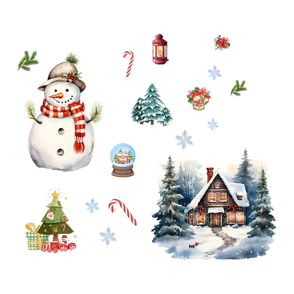 Christmas Window Static Clings Set 4 Sets PVC Stickers for Holiday Home and Office Decoration with Santa Designs