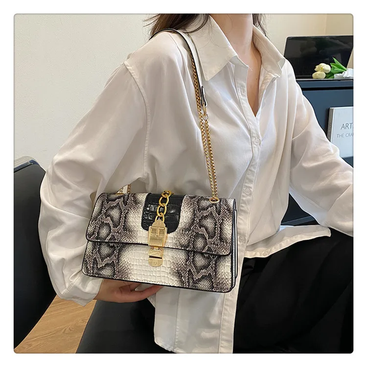 Designer Brand Сумка Женская Chain Bag 2023 New  Shoulder Snakeskin Crossbody Bags for Women Hot Selling