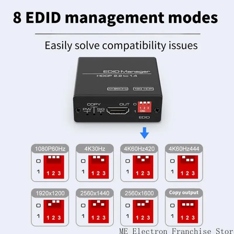 T5EA HDTV-CONBATIC EDID EDID محاكي 4K 60Hz COLIER PRE SET OPTION