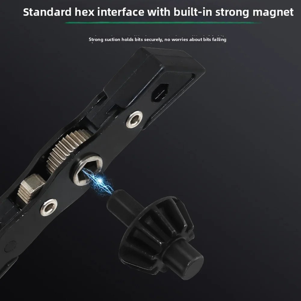 Metal Ratchet Wrench for Drill Chuck Repair with Reversible Action and Integrated Magnet to Hold Screwdriver Bits Securely