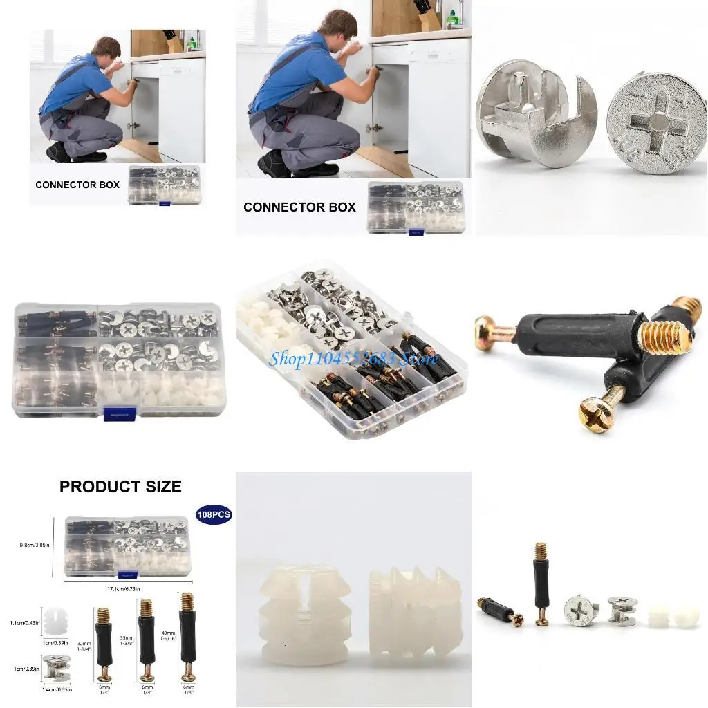 

Y6GD Comprehensive 108pcs Cams Bolts & Nut for Efficient Furniture Mounting & Setups