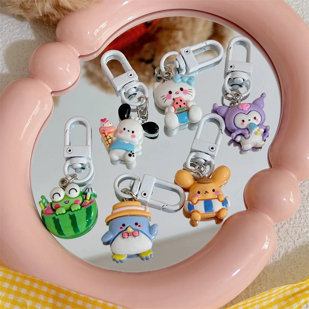 Kawaii Mini Sanrio Keychain Pendant For Women Girls Cartoon Cute Anime Keychain Creative Backpack Decoration Accessories Gifts