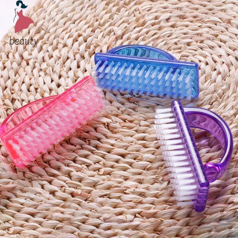 Cepillo redondo de plástico para manicura y pedicura, herramienta suave para quitar el polvo, limpieza de uñas, cuidado de los dedos, salón de belleza