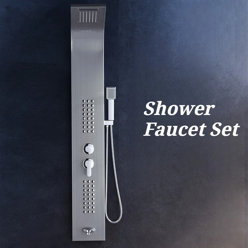 Adjustment Shower Faucet Set Stainless Steel Household Wall Hanging High Pressure Shower Head Practical Bathroom Accessories