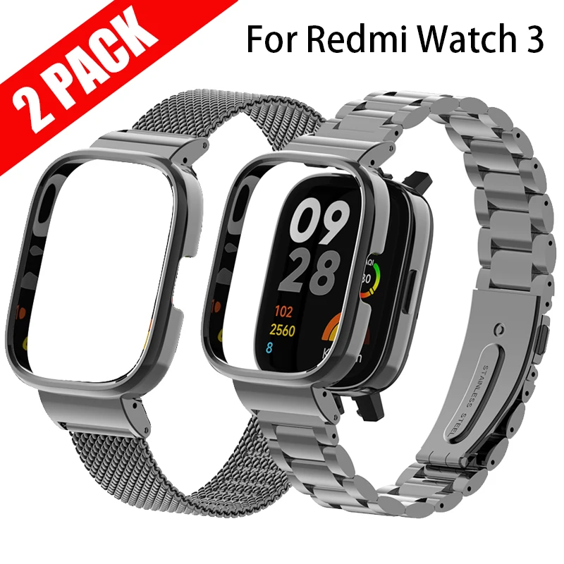 حزام ساعة من الفولاذ المقاوم للصدأ لساعة Redmi Watch 3 Active Smartwatch حزام معدني حافظة واقية لساعة Redmi 2 lite غطاء معصمه