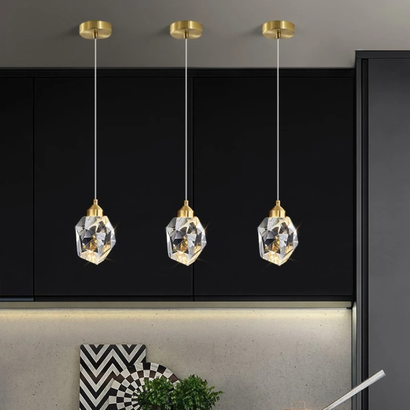 Crystal Led Pendant Lamps Modern Light-luxury Bedroom Small Chandelier Kitchen Island Lamp Interior Decoration Lighting Fixtures
