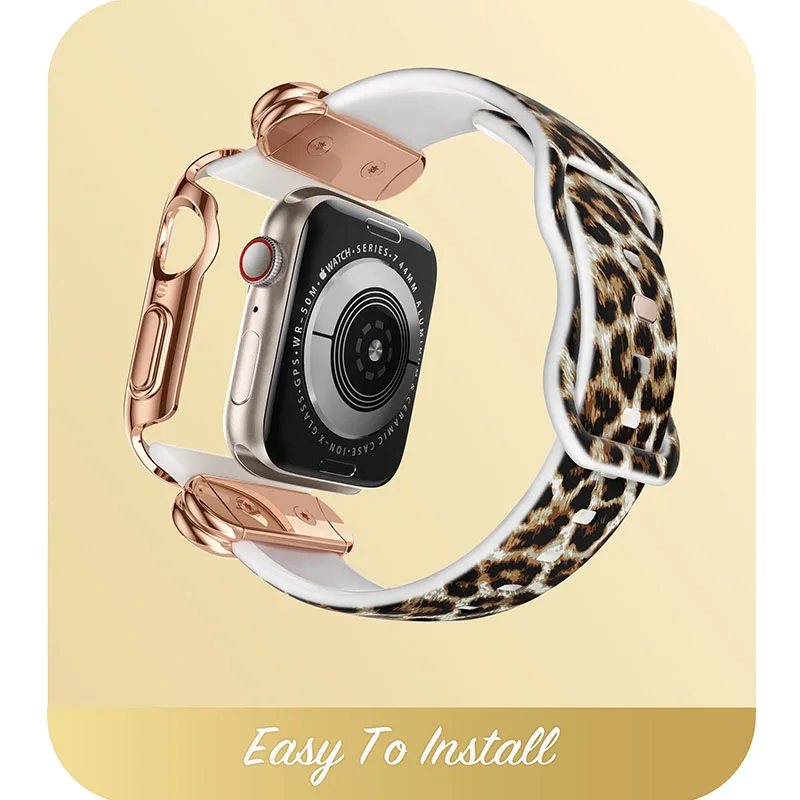 Funda para Apple Watch 7/6/SE/5/4 (45/44mm), I-BLASON, Cosmo Luxe Series, elegante funda protectora con bandas ajustables suaves