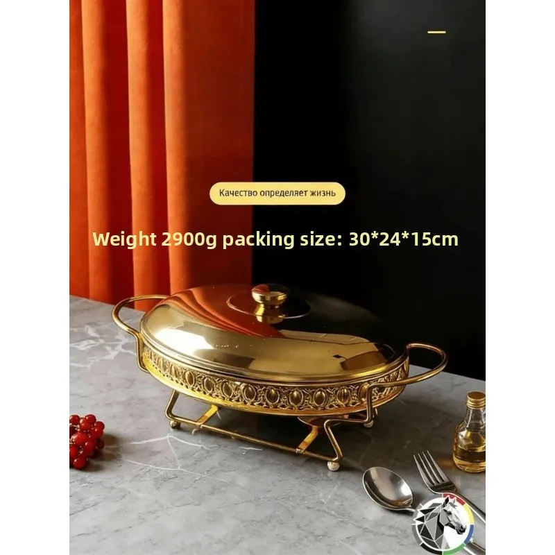 Heat-resistant glass dining stove, round alcohol-heated gold buffet pot with lid, constant temperature buffet stove
