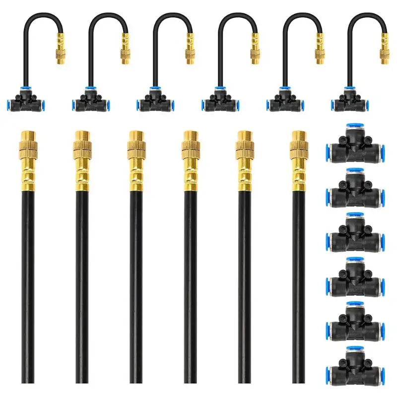 6/7/12/16/32Pcs Outdoor Cooling Mist Irrigation Kit Brass Atomizer Nozzles Water Tube For Garden Patio Greenhouse Water Sprayin