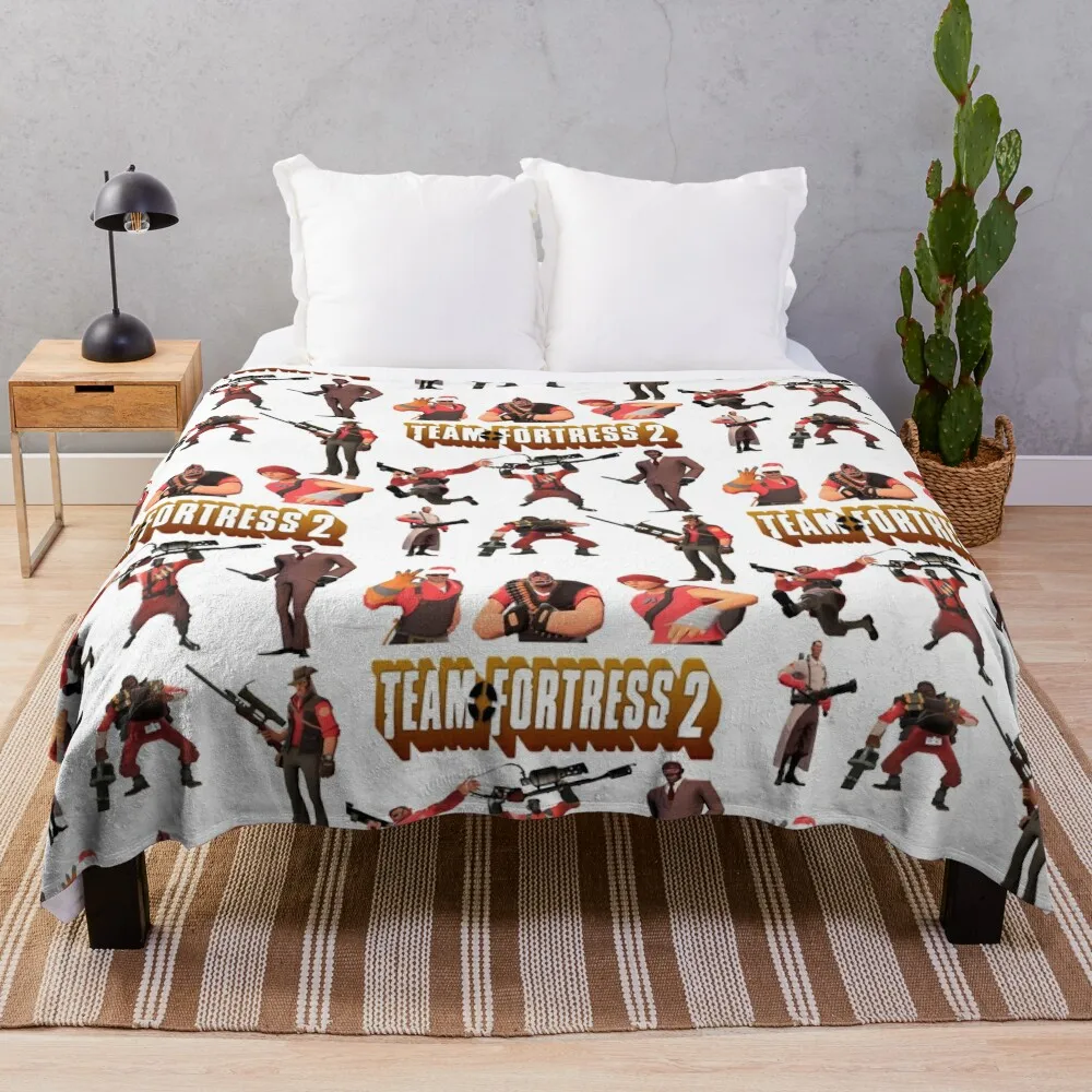 Team Fortress 2 - All Characters / Classes with TF2 Logo Throw Blanket Polar Bed linens Summer Beddings Bed covers Blankets