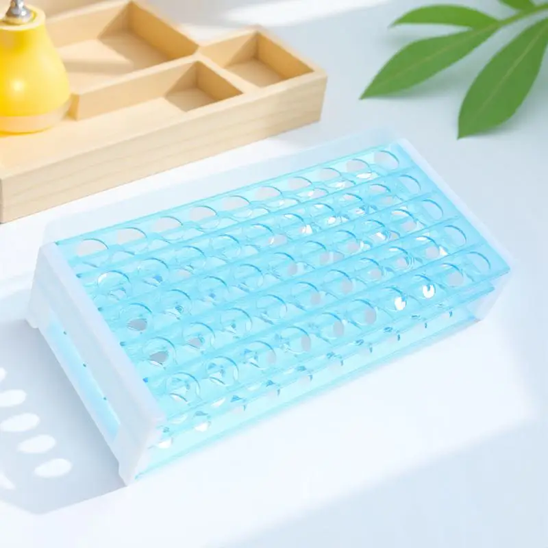 Three Layer Test Tube Rack Holds 50 Tubes 15Mm Diameter Plastic Laboratory Holder Clear View Easy Install Detachable