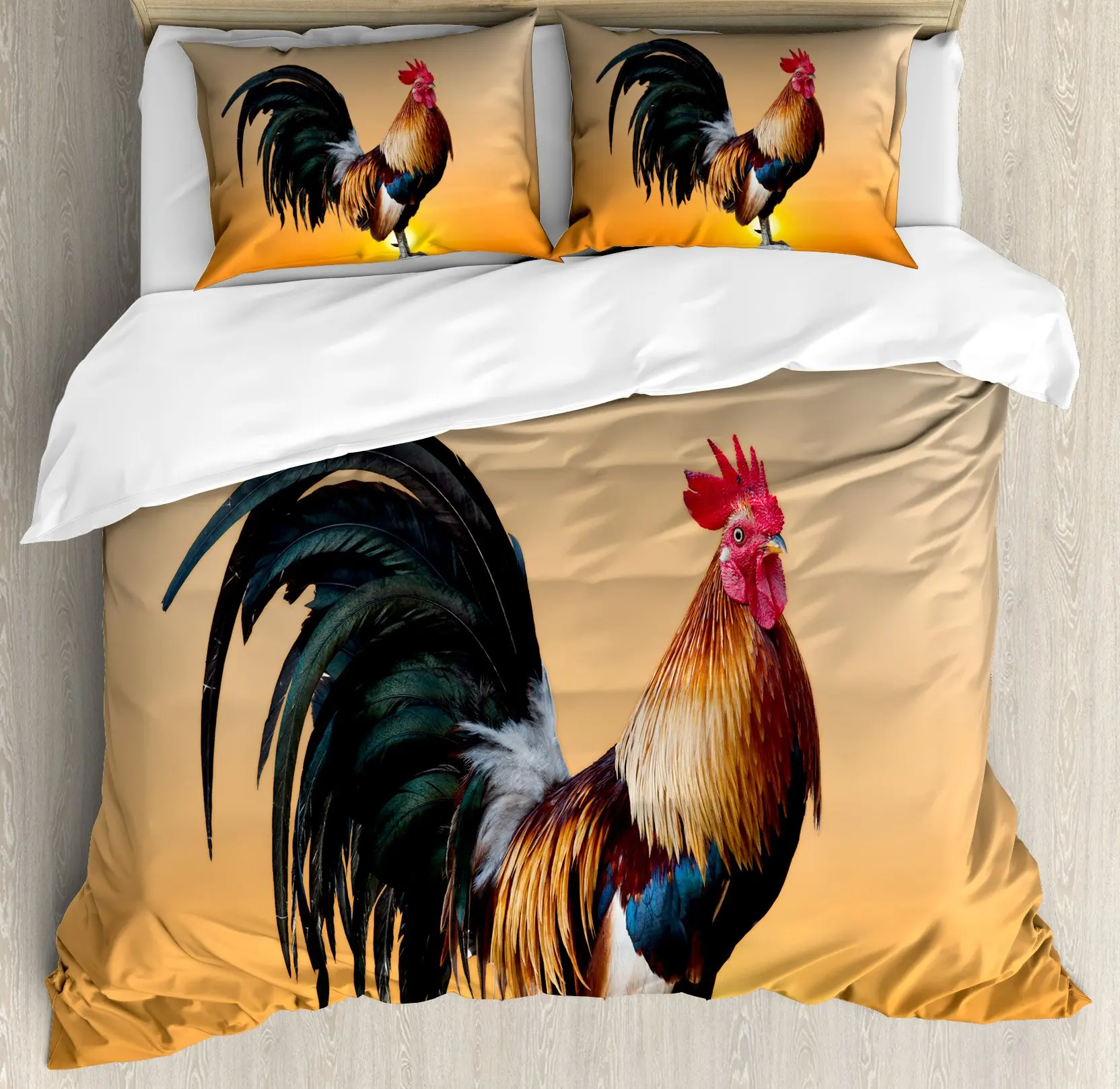 Imagem -03 - Hen Rooster Print Bedding Duvet Cover Grupo Cute Chick Consolador Decoração do Quarto Full King Size Pillow Case Pcs