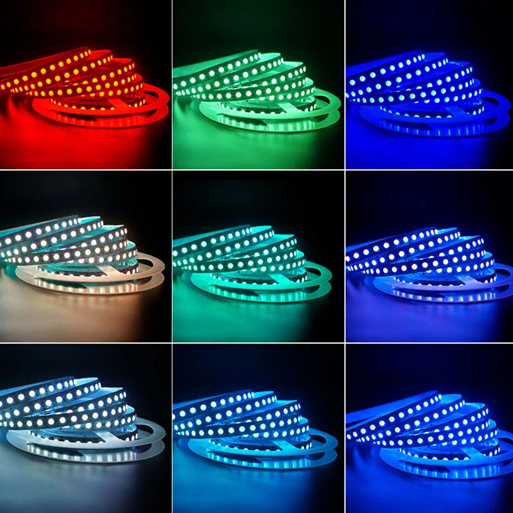 DC 5V 12V 24V RGB LED Strip Light 5050 SMD 30/60/96/120 LEDs/M IP20 IP65 กันน้ํา 6 มม.10 มม.LED เทป LED แถบแสง