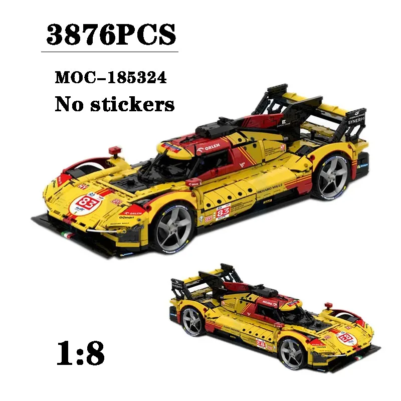 

MOC-185324 Супер спортивный автомобиль 499P AF Racing масштаб 1:8 F1 гоночный сборный конструктор Модель 3876 шт. игрушка на день рождения детский подарок