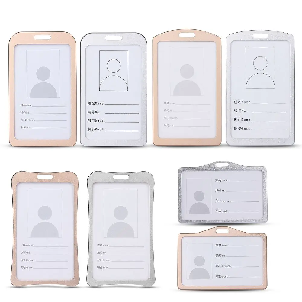 Exhibition Vertical Office School Aluminum Alloy Work Card Holders ID Business Case Name Card
