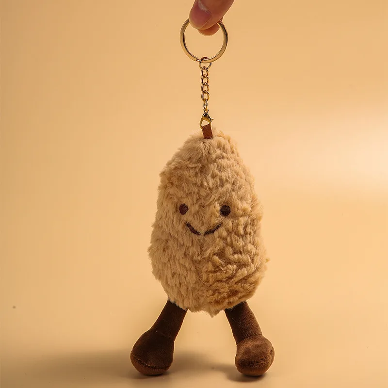 Cute Persimmon Peanut Doll Plush Toy Fruit Pun Soft Stuffed Keychain Bag Charm Kawaii Gift Home Sofa Decoration