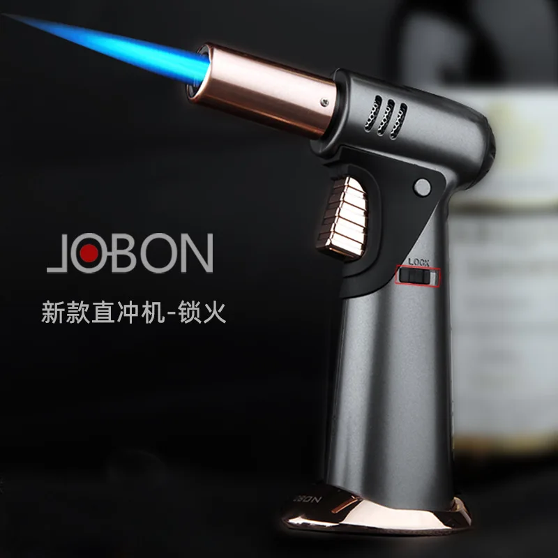 Jobon Welding Torch High Temperature Point Wormwood Windproof Spitfire Gun with Safety Lock Cigar Desktop Direct Punch Lighter