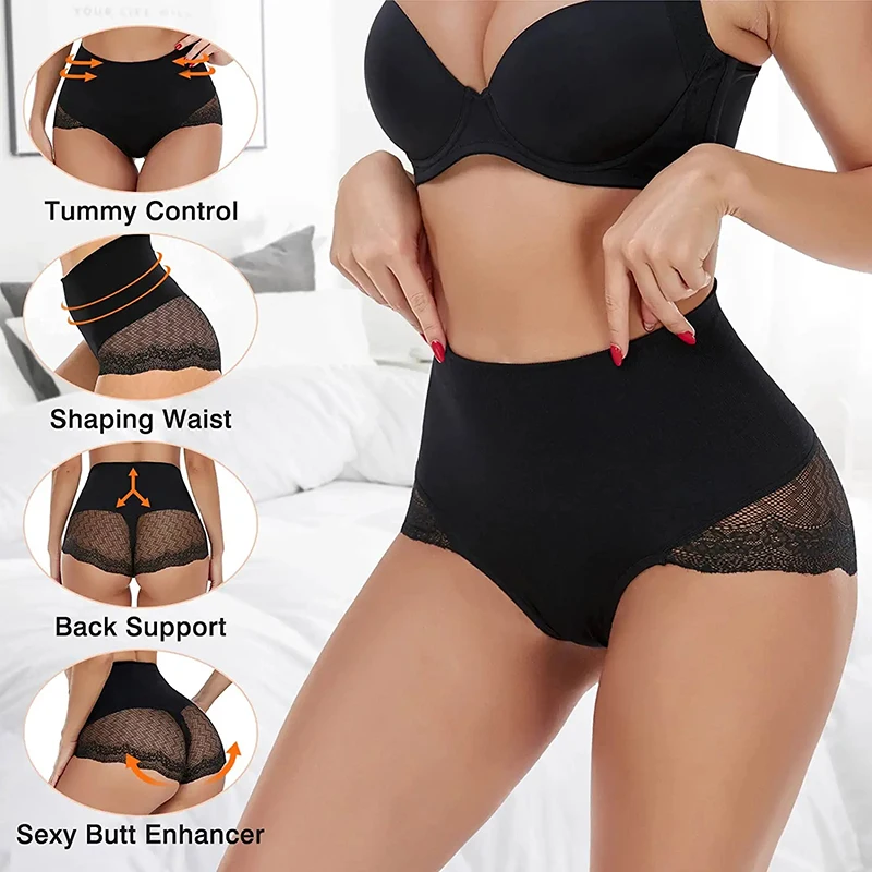 Tummy Control Panty for Women Shapewear High Waist Trainer Butt Lifter Slimming Body Shaper Corset Lace Shaping Briefs Seamless