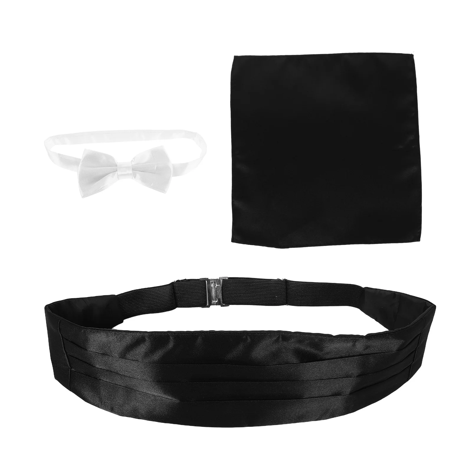 

Mens Formal Cummerbund Pocket Square Set Polyester Wedding Groomsmen Accessories Elegant Craftsmanship Versatile Use