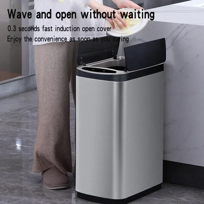 20L/30L Intelligent inductive trash can creative narrow stainless steel electric living room kitchen bedroom trash garbage bin