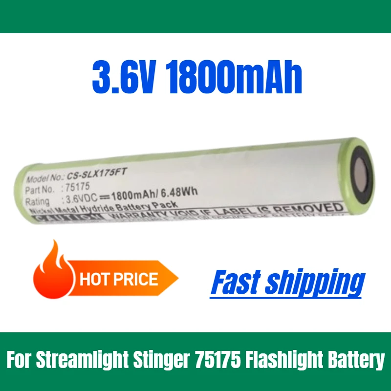 

3.6V 1800mAh for Streamlight Stinger 75175 Flashlight Battery
