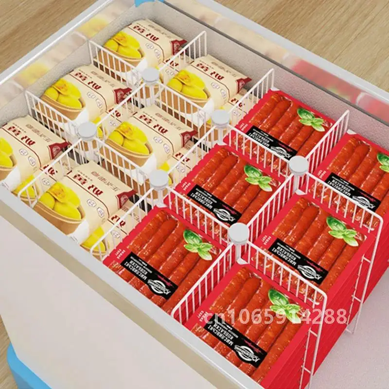 Open frame H37cm Assemble Freezer partition steel grill net storage rack organizer in island freezer horizontal refrigerator