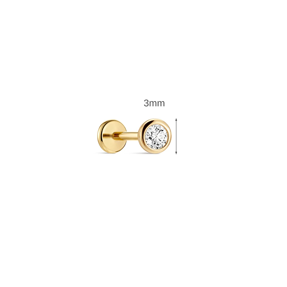 Women's 14K Solid Gold Flat Back Earrings, Hypoallergenic Gift