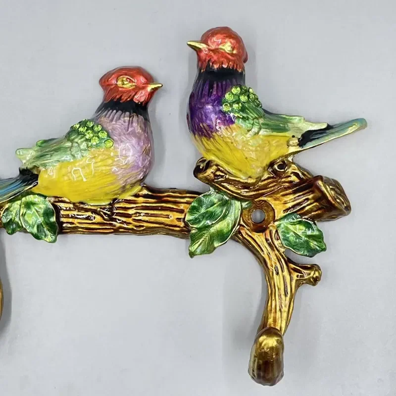 Creative Bird Zinc Alloy Wall Hook European Enamel Color Retro Clothes Hanger for Porch Wardrobe Home
