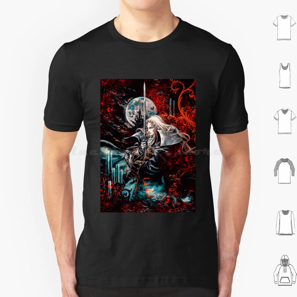 Alucard T Shirt Big Size 100% Cotton Alucard Dracula Castlevania Sotn Symphony Of The Night Symphony Night Vampire Dhampir