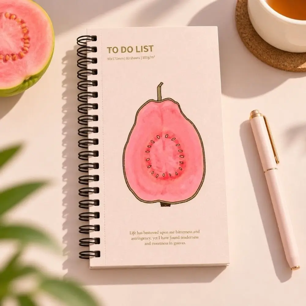 Illustration Cover Journal Notebook Spiral Bound Portable To Do List Notebook Aesthetic Habit Tracker Journal