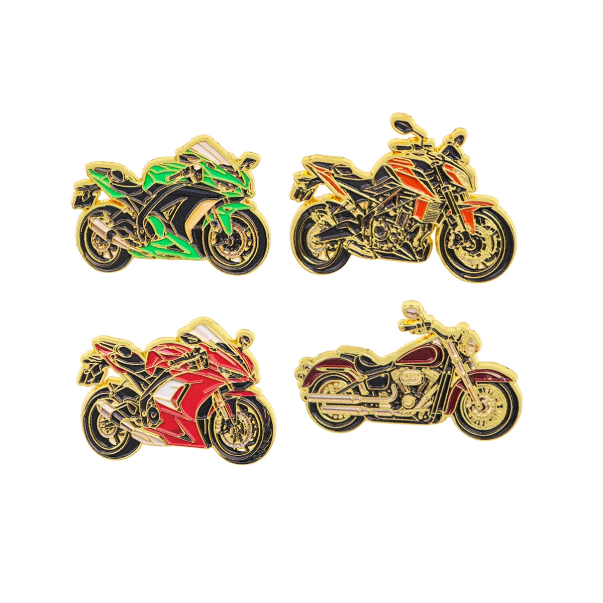 4Pcs Cool Motorcycle Enamel Pins Set Sport Bike Metal Lapel Brooches Badge for Backpack Clothes Biker Jewelry Gift