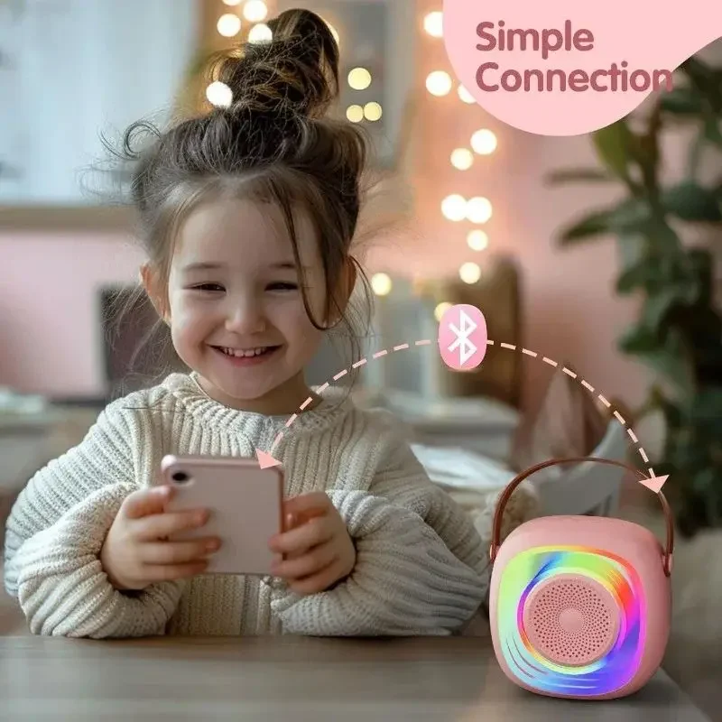 Latest children's Bluetooth speaker with 1 wireless microphone and RGB night light long-lasting karaoke machine children's gift