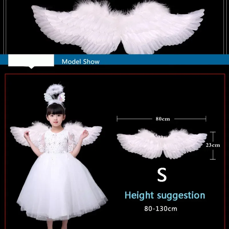 Adult Child Angel Feather Wings Photo Prop Stage Show Halloween Costume Wedding Party Supplies Kid Birthday Gift Decors