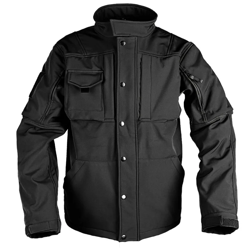 Motorcycle Jacket Men Riding Outdoor Winter Coats Multi-pocket Soft Shell Waterproof Windproof Warm Shark Skin Casaco