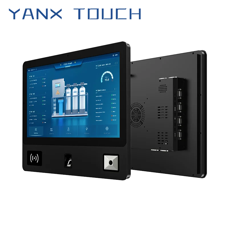 Industrial All In One Touch PC 17 Inch NFC Fingerprint Reader QR Barcode Scanner Multi RS232 COM Ports Windows HMI