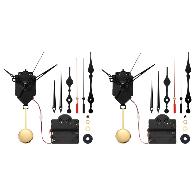 2X Quartz Pendulum Trigger Clock Movement Chime Westminster Melody Mechanism Clock Kit with 6 Pairs of Hands