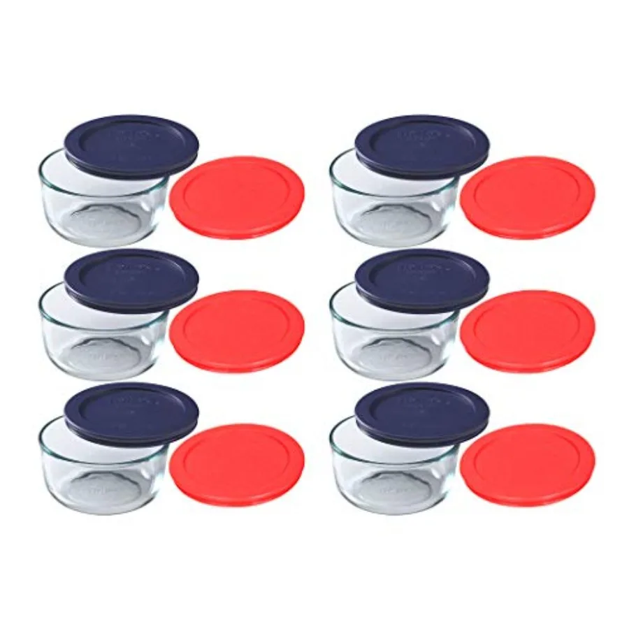 

Набор контейнеров Pyrex 67200 GlaBowls на 2 чашки (6 шт.) с крышками для хранения продуктов (6 шт.), красные - Сделано в Америке