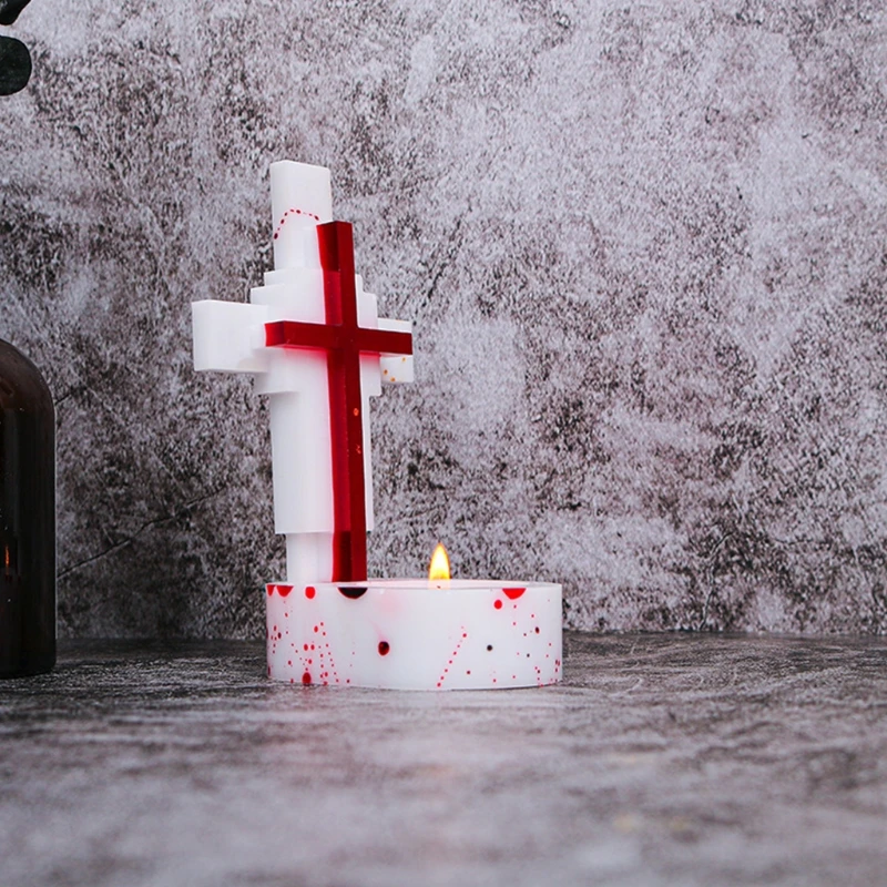 

2 Pcs/1Pc Unique Cross Silicone Candle Holder Molds 3D Candlestick for DIY Resin Casting Crafts Home & Garden Decor