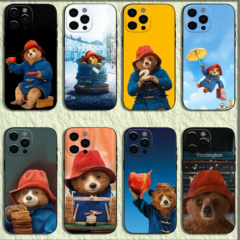 Bear P-Paddington Movie Phone Case For iPhone 16,15,14,13,12,11,Pro,X,XS,Max,XR,Plus,Mini Soft Black Cover