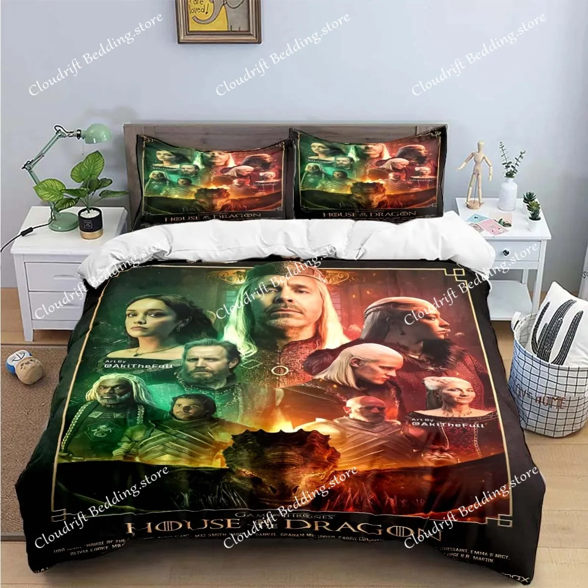 

Fashion Famous Film Role House of The Dragon Print Bedding Sets Bed Supplies Set Duvet Cover Bed Comforter Set Bedding Set Gift
