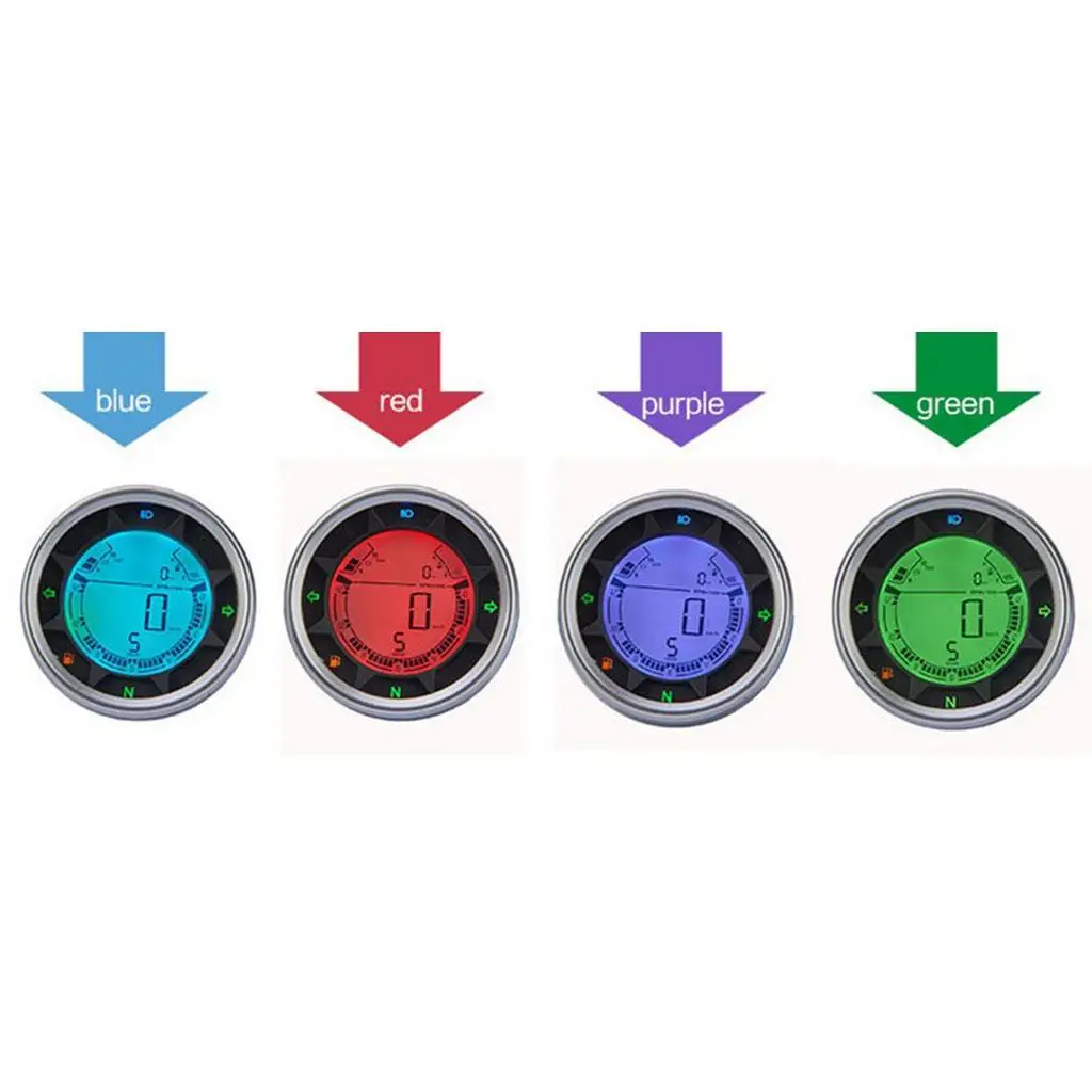 Motorcycle LED Backlight Tachometer Waterproof Speedometer Odometer Fuel Gauge Display for 1 2 4 Cylinders